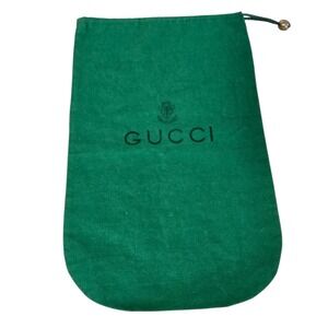 Vintage 1970s Gucci Green Fleece Dust Bag 8x13 Drawstring Storage Pouch Italy